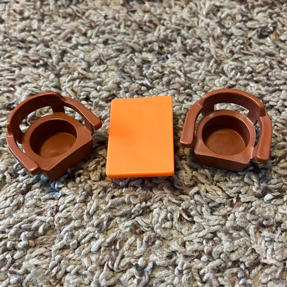 Vintage Fisher-Price little people, airport seating waiting chairs & table